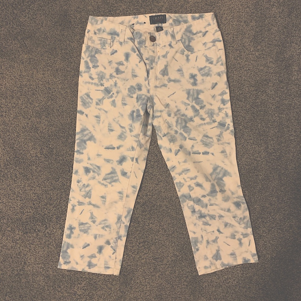 Chaps white and blue tie dye capris size 4 woman’s